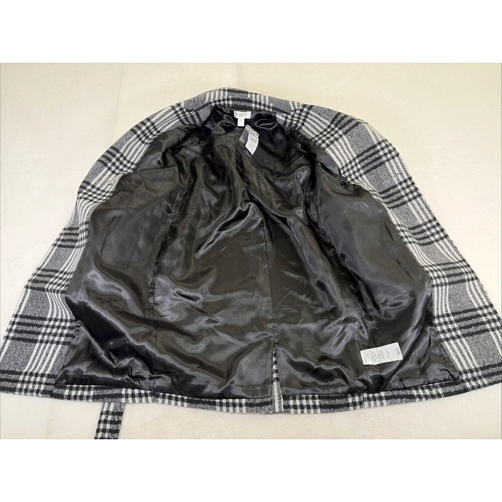 NWT Motherhood Maternity Women's Pea Coat Black & White Plaid Size Small Chrty - Picture 16 of 16